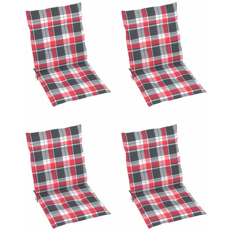 

Happyshopping - Cojines para silla de jardin 4 uds a cuadros rojo 100x50x4 cm