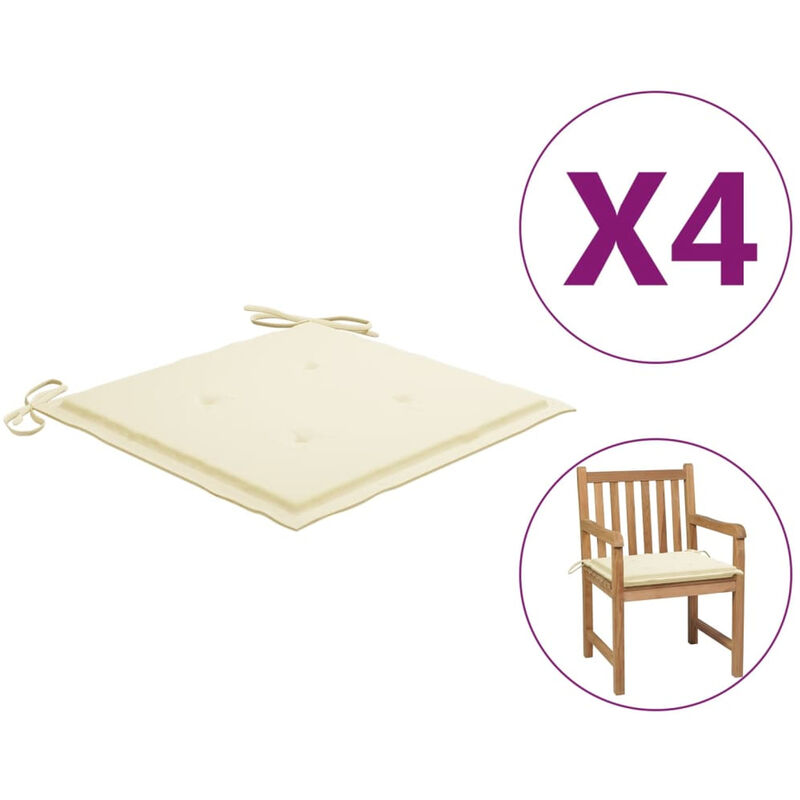 

Happyshopping - Cojines para silla de jardin 4 uds tela color crema 50x50x4 cm