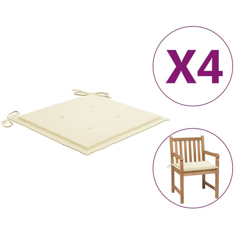 

Cojines para silla de jardín 4 uds tela color crema 50x50x4 cm