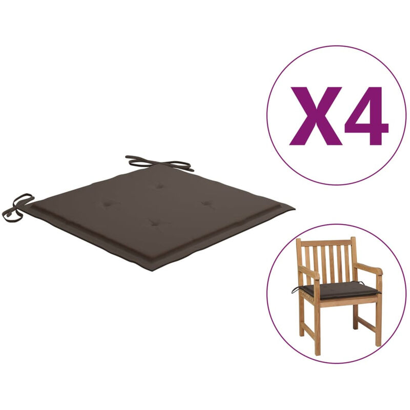 

Cojines para silla de jardin 4 uds tela gris taupe 50x50x4 cm
