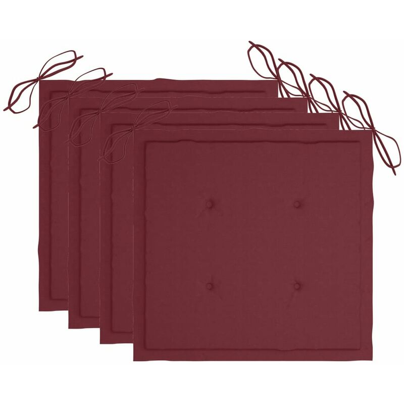 

Happyshopping - Cojines para silla de jardin 4 uds tela rojo tinto 50x50x4 cm