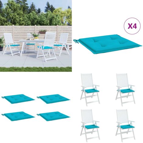 Cojines para silla de jardín 4 uds tela turquesa 40x40x4 cm - Cojines para sillas - Cojines de exterior