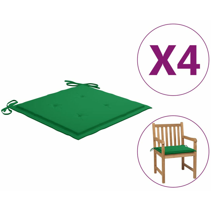 

Cojines para silla de jardin 4 unidades tela verde 50x50x4 cm