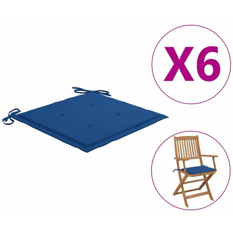 

Cojines para silla de jardin 6 uds tela azul royal 40x40x4 cm