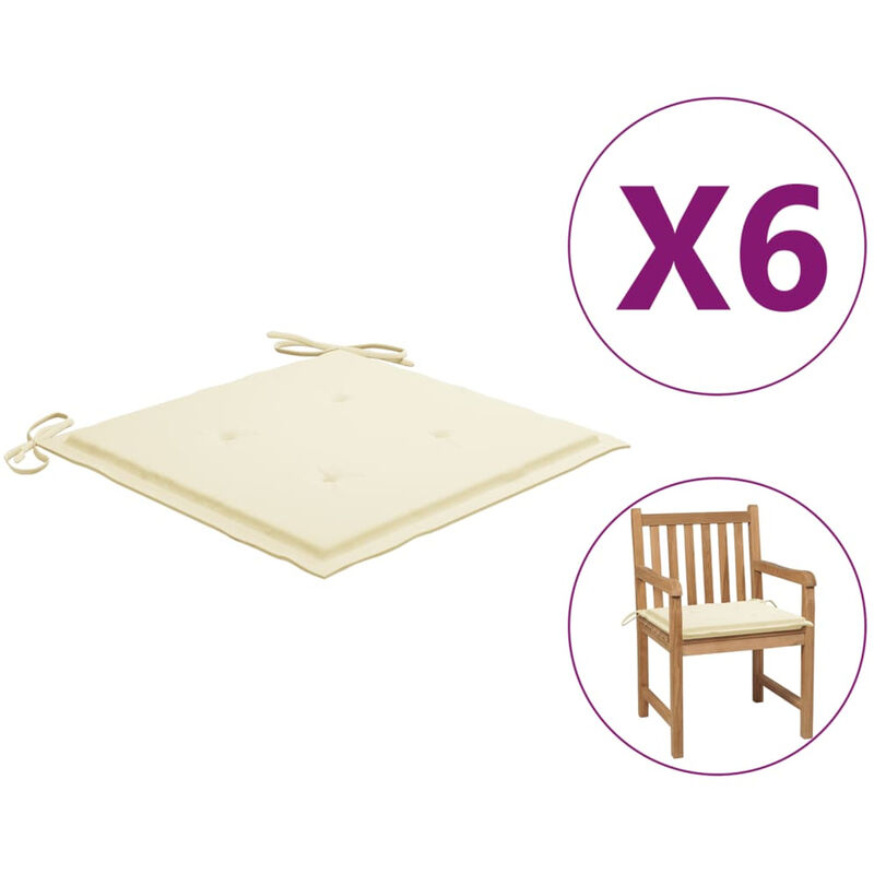 

Cojines para silla de jardin 6 uds tela color crema 50x50x4 cm
