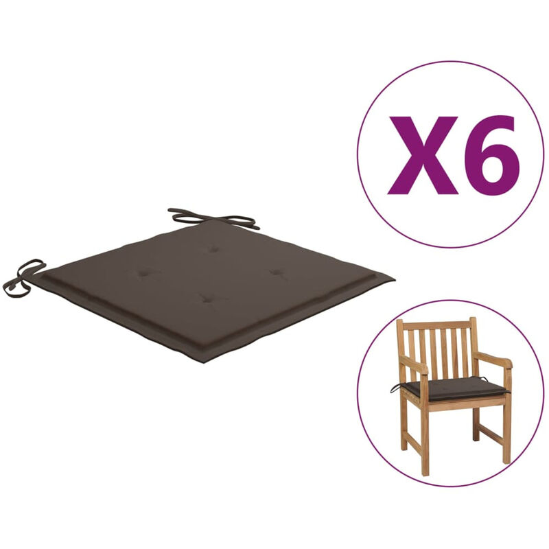 

Cojines para silla de jardin 6 uds tela gris taupe 50x50x4 cm
