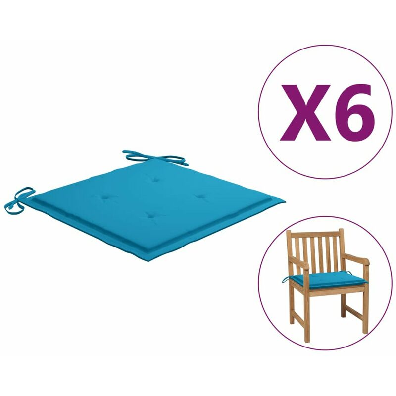 

Cojines para silla de jardin 6 unidades tela azul 50x50x4 cm