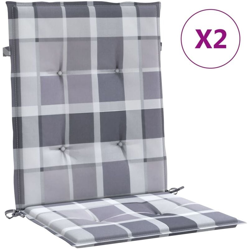 

Cojines para silla de jardín 2 uds a cuadros gris 100x50x4 cm - Multicolor