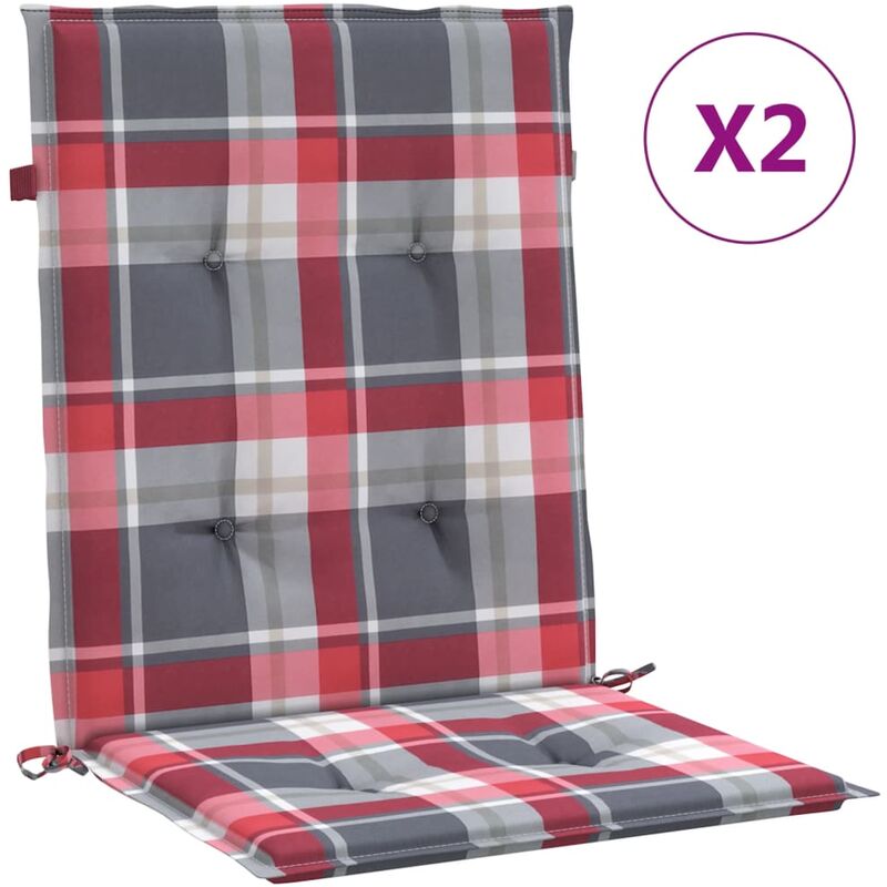 

Cojines para silla de jardín 2 uds a cuadros rojo 100x50x4 cm - Multicolor