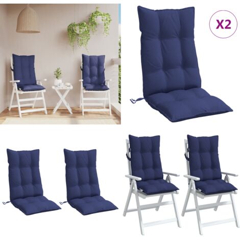 Cojines para silla respaldo alto 2 uds tela Oxford azul marino - Cojines de jardín - Cojines para patio