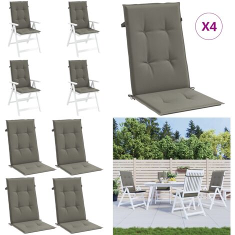 Cojines para silla respaldo alto 4 uds tela gris oscuro melange - Cojines para jardín - Cojines para patio