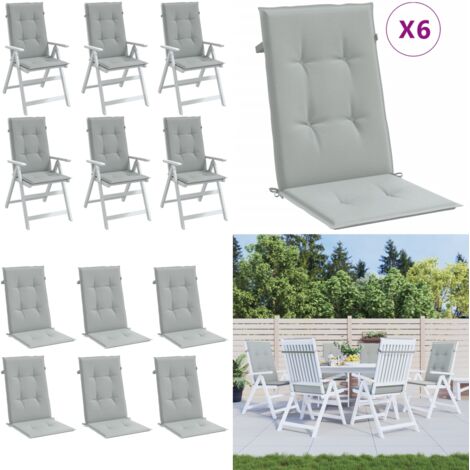 Cojines para silla respaldo alto 6 uds tela gris claro melange - Cojines de exterior - Cojines para jardín
