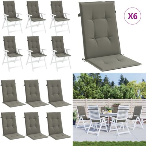 Cojines para silla respaldo alto 6 uds tela gris oscuro melange - Cojines de exterior - Cojines para jardín