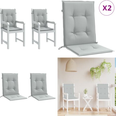 Cojines para silla respaldo bajo 2 ud tela gris claro melange - Cojines para jardín - Cojines para patio