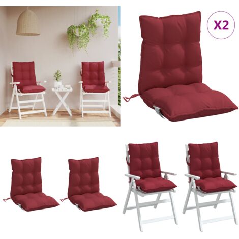 Cojines para silla respaldo bajo 2 uds tela Oxford rojo tinto - Cojines de jardín - Cojines para patio