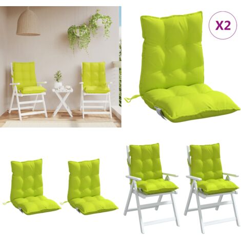 Cojines para silla respaldo bajo 2 uds tela Oxford verde brillo - Cojines de jardín - Cojines para patio