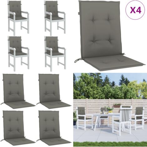 Cojines para silla respaldo bajo 4 ud tela gris oscuro melange - Cojines para jardín - Cojines para patio