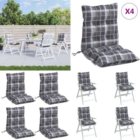 Cojines para silla respaldo bajo 4 uds tela Oxford cuadros gris - Cojines para jardín - Cojines para patio