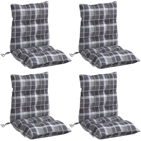 Cojines para silla respaldo bajo 4 uds tela Oxford cuadros gris vidaXL