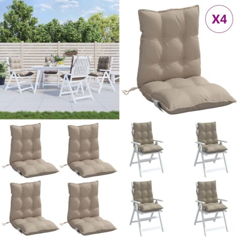 Cojines para silla respaldo bajo 4 uds tela Oxford gris taupe - Cojines para jardín - Cojines para patio