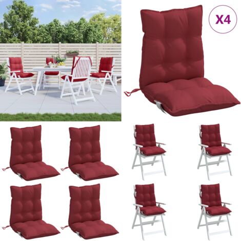 Cojines para silla respaldo bajo 4 uds tela Oxford rojo tinto - Cojines de jardín - Cojines para patio