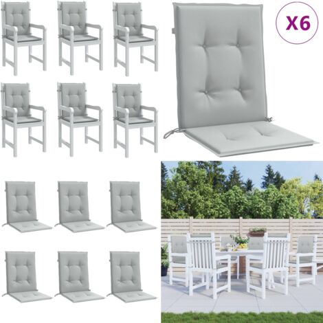 Cojines para silla respaldo bajo 6 ud tela gris claro melange - Cojines para jardín - Cojines para patio