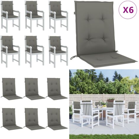 Cojines para silla respaldo bajo 6 ud tela gris oscuro melange - Cojines para jardín - Cojines para patio