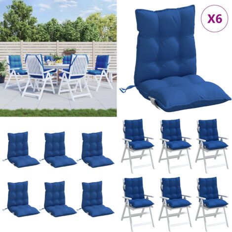 Cojines para silla respaldo bajo 6 uds tela Oxford azul real - Cojines de jardín - Cojines para patio