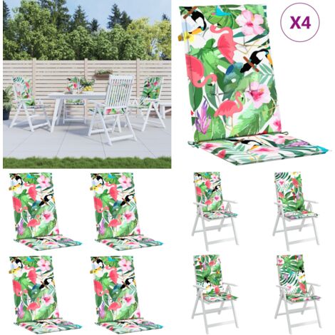 Cojines para sillas con respaldo alto 4 uds tela multicolor - Cojines para jardín - Cojines para patio