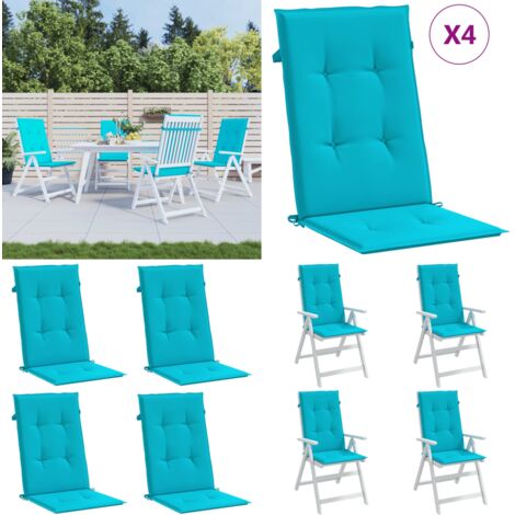 Cojines para sillas con respaldo alto 4 uds tela turquesa - Cojines para jardín - Cojines para patio