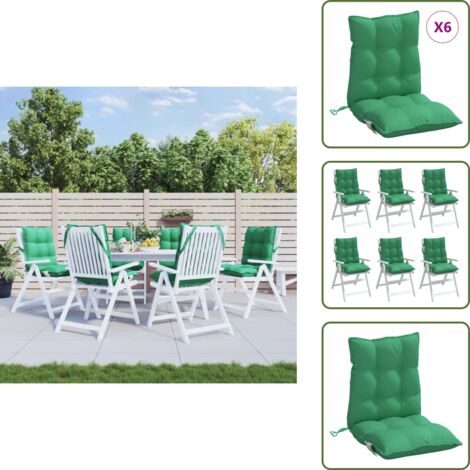 Cojines para sillas con respaldo bajo - vidaXL Cojines para silla con respaldo bajo 6 uds tela Oxford verde - Cojines de tela oxford
