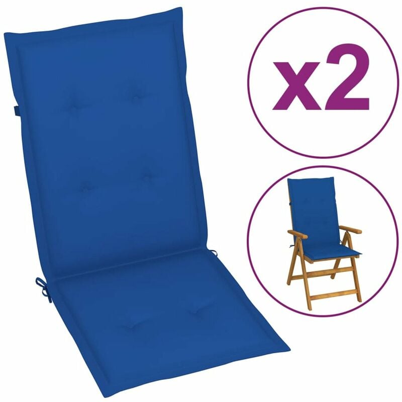 

Cojines para sillas de jardin 2 uds azul klein 120x50x4 cm