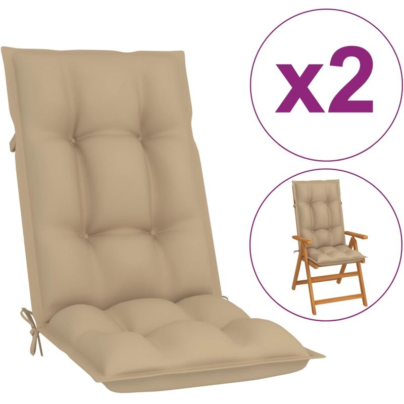 

Cojines para sillas de jardín 2 uds beige 120x50x7 cm