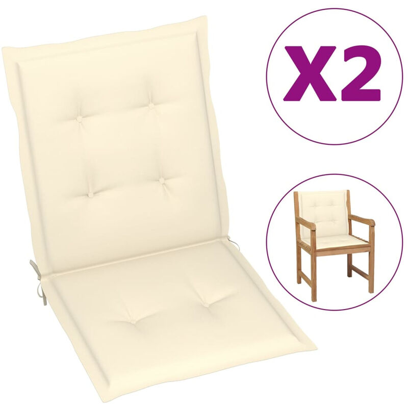 

Cojines para sillas de jardin 2 uds color crema 100x50x4 cm