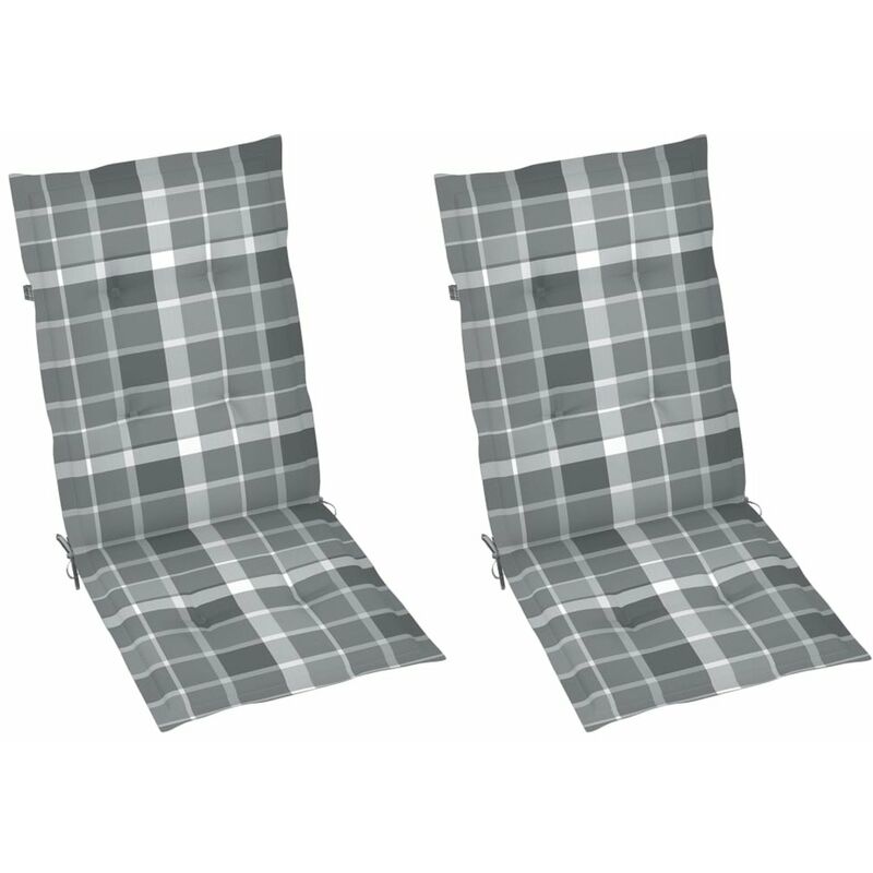 

Happyshopping - Cojines para sillas de jardin 2 uds cuadros grises 120x50x4 cm