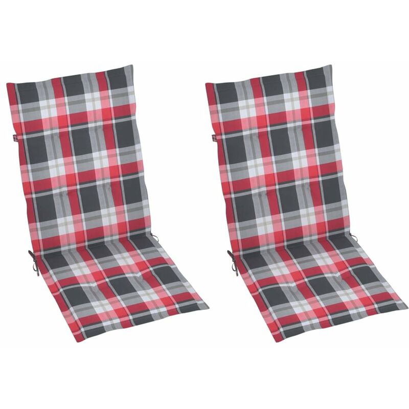 

Cojines para sillas de jardin 2 uds cuadros rojos 120x50x4 cm