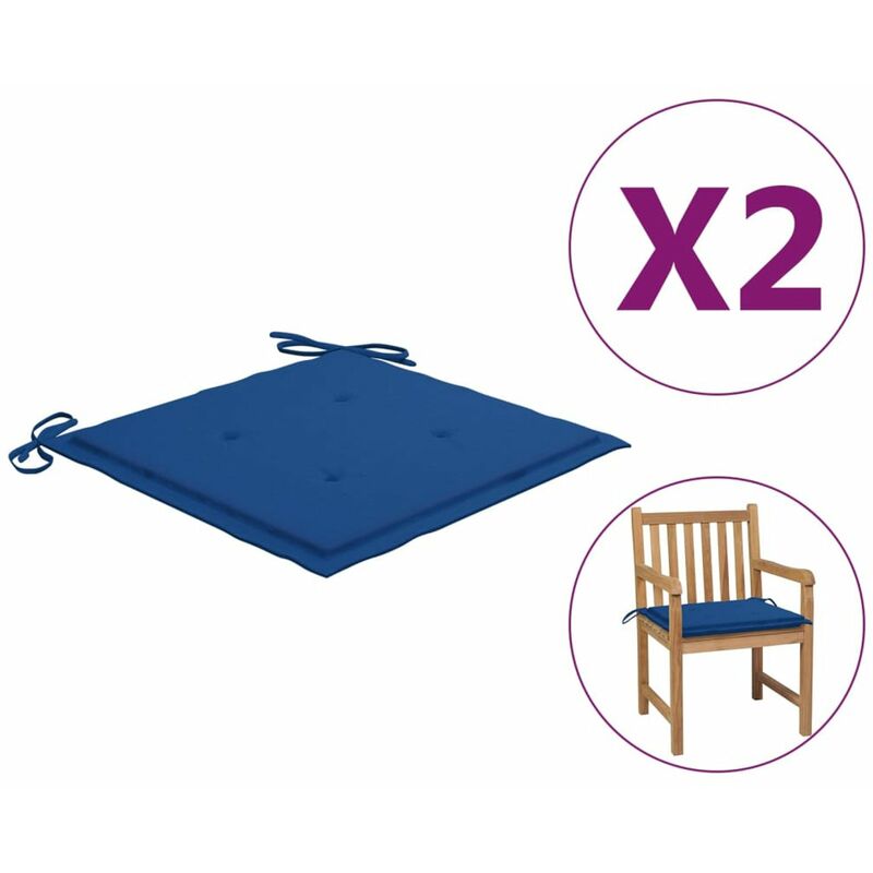 

Cojines para sillas de jardin 2 uds tela azul royal 50x50x4 cm