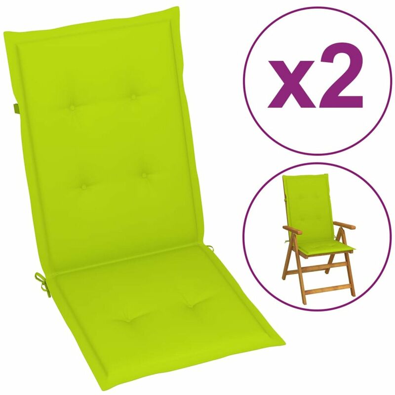 

Cojines para sillas de jardin 2 uds verde brilante 120x50x4 cm