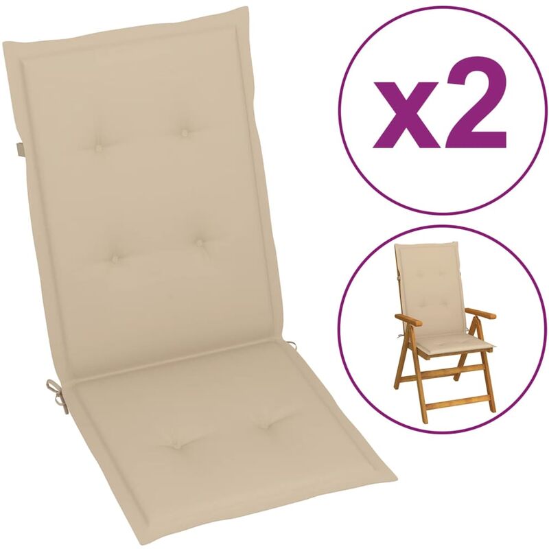 

Cojines para sillas de jardín 2 unidades beige 120x50x4 cm