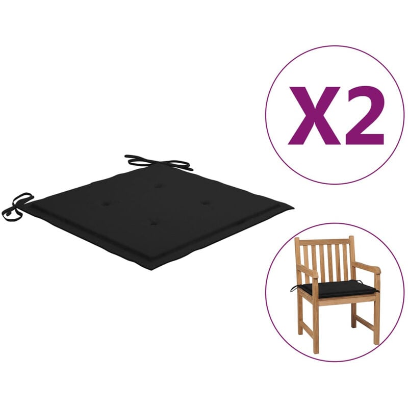 

Happyshopping - Cojines para sillas de jardin 2 unidades negro 50x50x3 cm