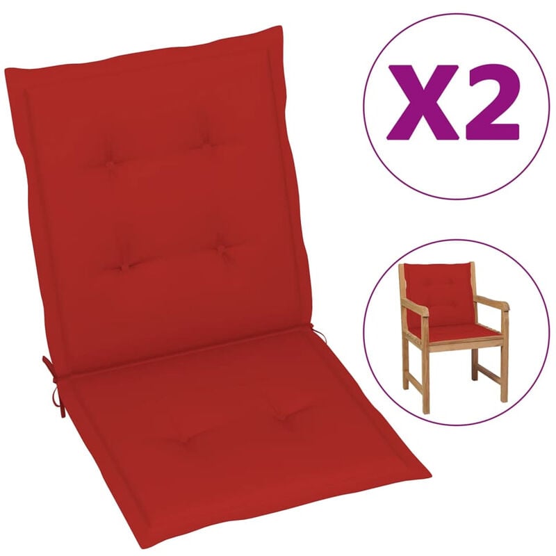 

Cojines para sillas de jardin 2 unidades rojo 100x50x4 cm