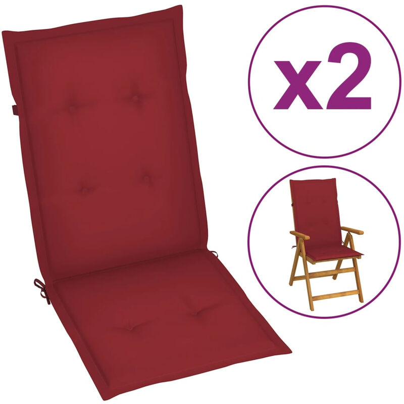 

Cojines para sillas de jardin 2 unidades rojo tinto 120x50x4 cm