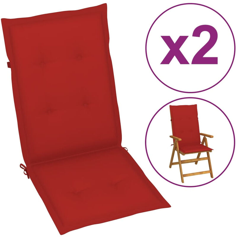 

Cojines para sillas de jardin 2 unidades rojos 120x50x4 cm