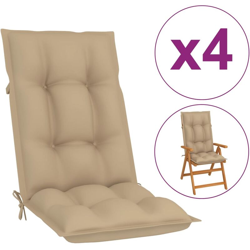 

Cojines para sillas de jardín 4 uds beige 120x50x7 cm