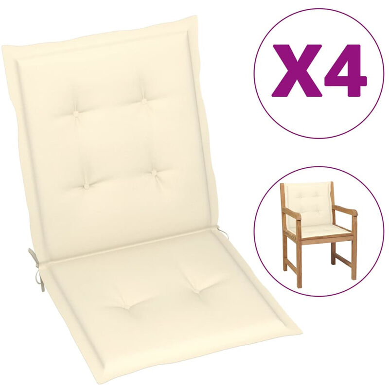 

Cojines para sillas de jardin 4 uds color crema 100x50x4 cm