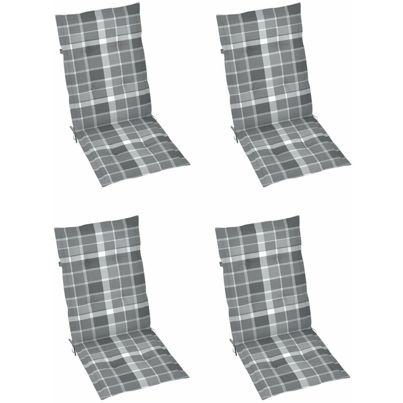 

Cojines para sillas de jardin 4 uds cuadros grises 120x50x4 cm