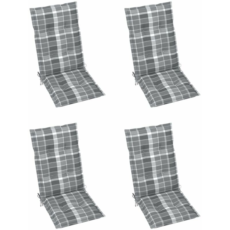 

Happyshopping - Cojines para sillas de jardin 4 uds cuadros grises 120x50x7 cm