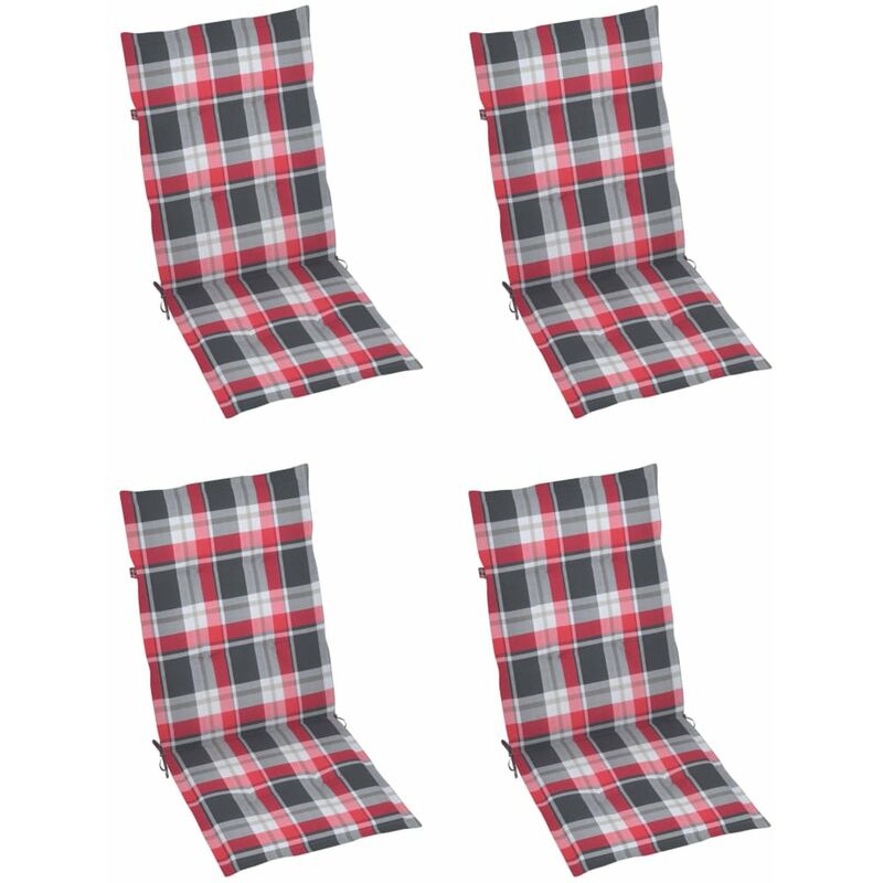 

Cojines para sillas de jardin 4 uds cuadros rojos 120x50x4 cm