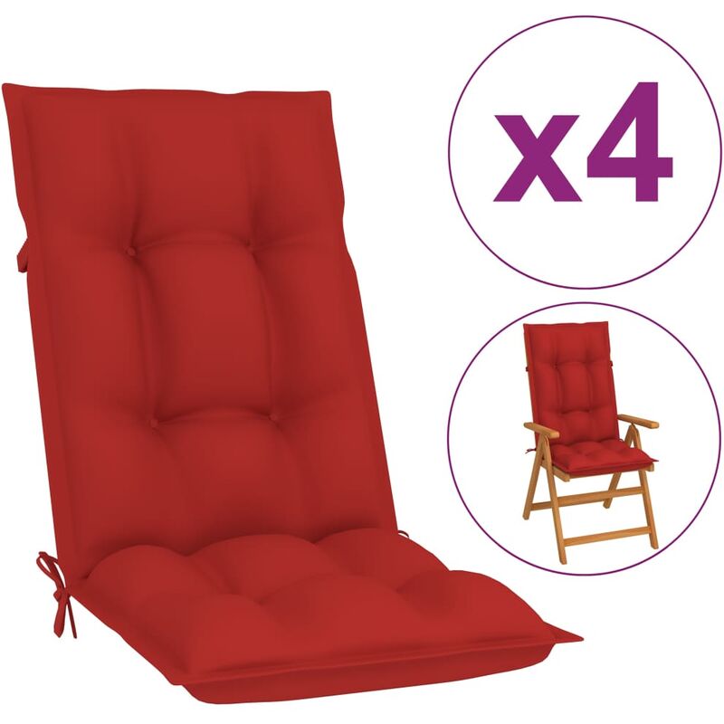 

Cojines para sillas de jardín 4 uds rojo 120x50x7 cm