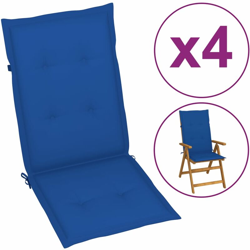 

Cojines para sillas de jardín 4 unidades azul klein 120x50x4 cm
